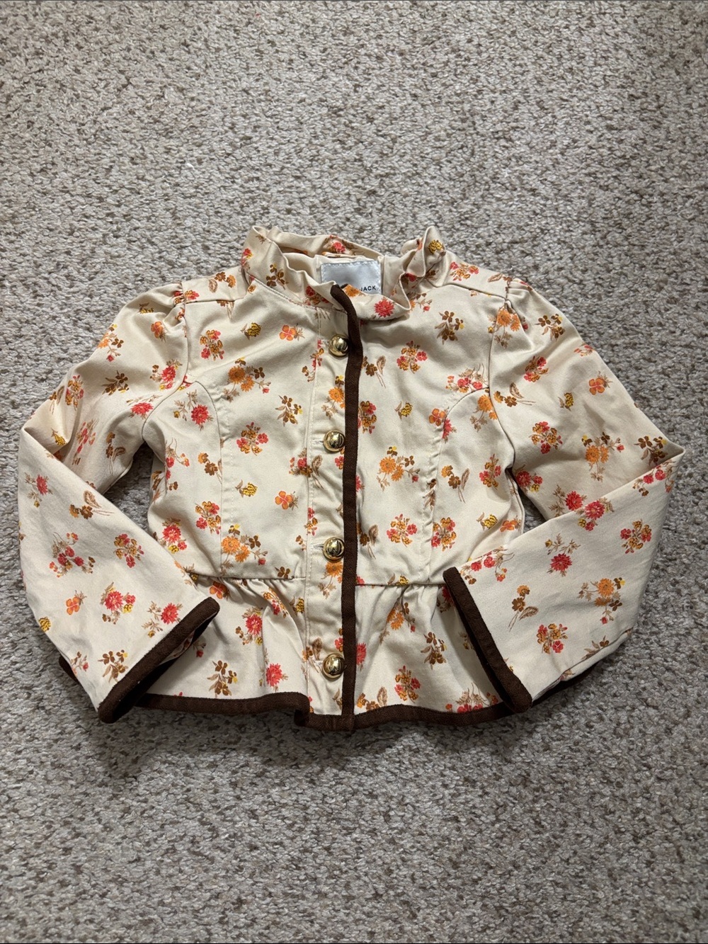 Janie & Jack Dainty Floral Button Up Jacket Size 2T Light Tan | Autumn | fall |